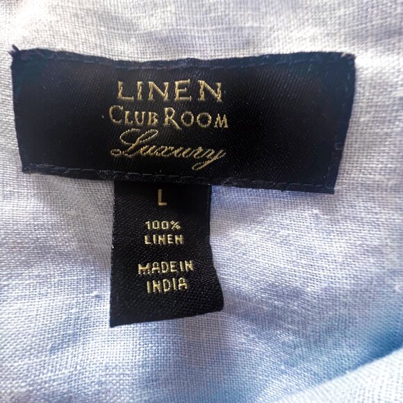 Club Room Luxury 100% Linen Long Sleeve Shirt banded grandad collar Large - Picture 4 of 11